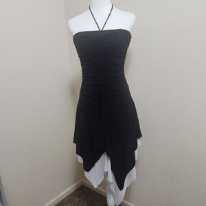 Vtg 90s Y2K Capricho Fairy Dress M Black Halter Asym Hem Party Whimsigoth Witchy